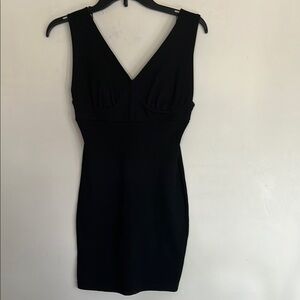 Black Sleeveless V-Neck Stretchy Mini Dress